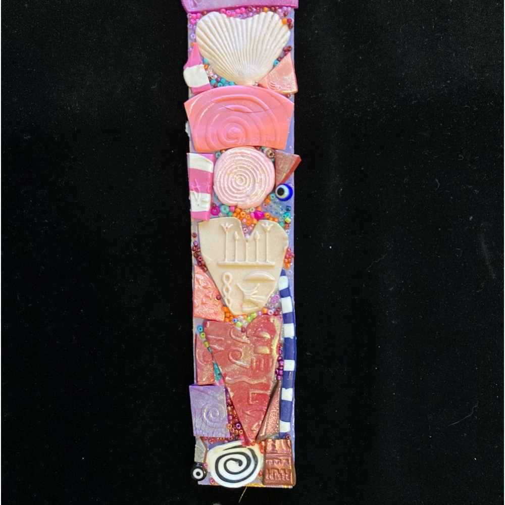 Handmade Polymer Clay Mosaic Art “Magic”Plaque Original On Wood 12”x 2”